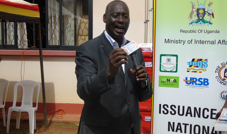 Aronda Nyakairima, Internal Affairs Minister Speaking during launch of national ID card in Gulu district recently
