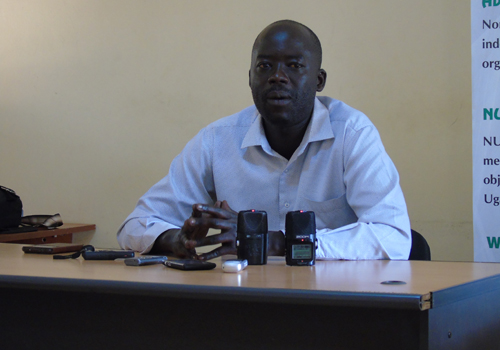 Aruu MP Odonga- Otto addressing Press at Northern Uganda Media Club (NUMEC) offices in Gulu