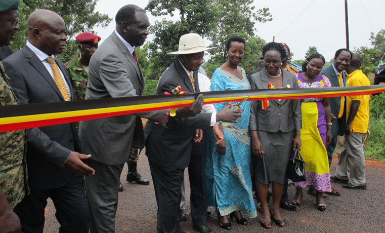 President Yoweri Museveni commissioning Gulu-Atiak road last week in Gulu. Photo by James Onono Ojok