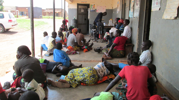 Malaria patients wait for treatment and medication at Padibe HC IV
