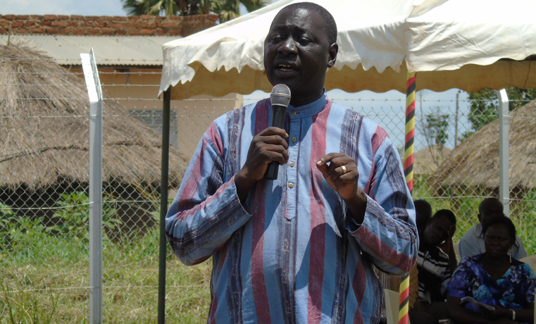 Reagan Okumu, the Member of Parliament for Aswa County in Gulu district addressing residents of Teepwoyo village, Unyama Sub County recently