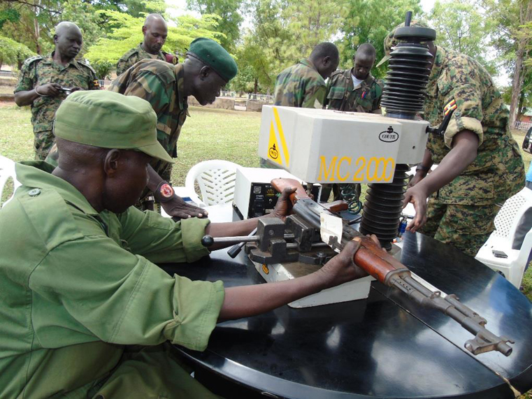UPDF weapon experts Engrave AK47 rifle at 4th Division Army Headquarters in April this year as part of best Practices to guard it against leakages