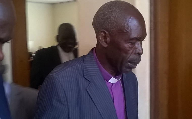 The Rt. Rev Benjamin Ojwang, the embattled Bishop of Kitgum diocese leaves Gulu High Court on Thursday during a hearing of his case