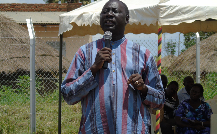 Reagan Okumu, the Aswa County MP addressing resident of Unyama Sub County in Gulu district recently
