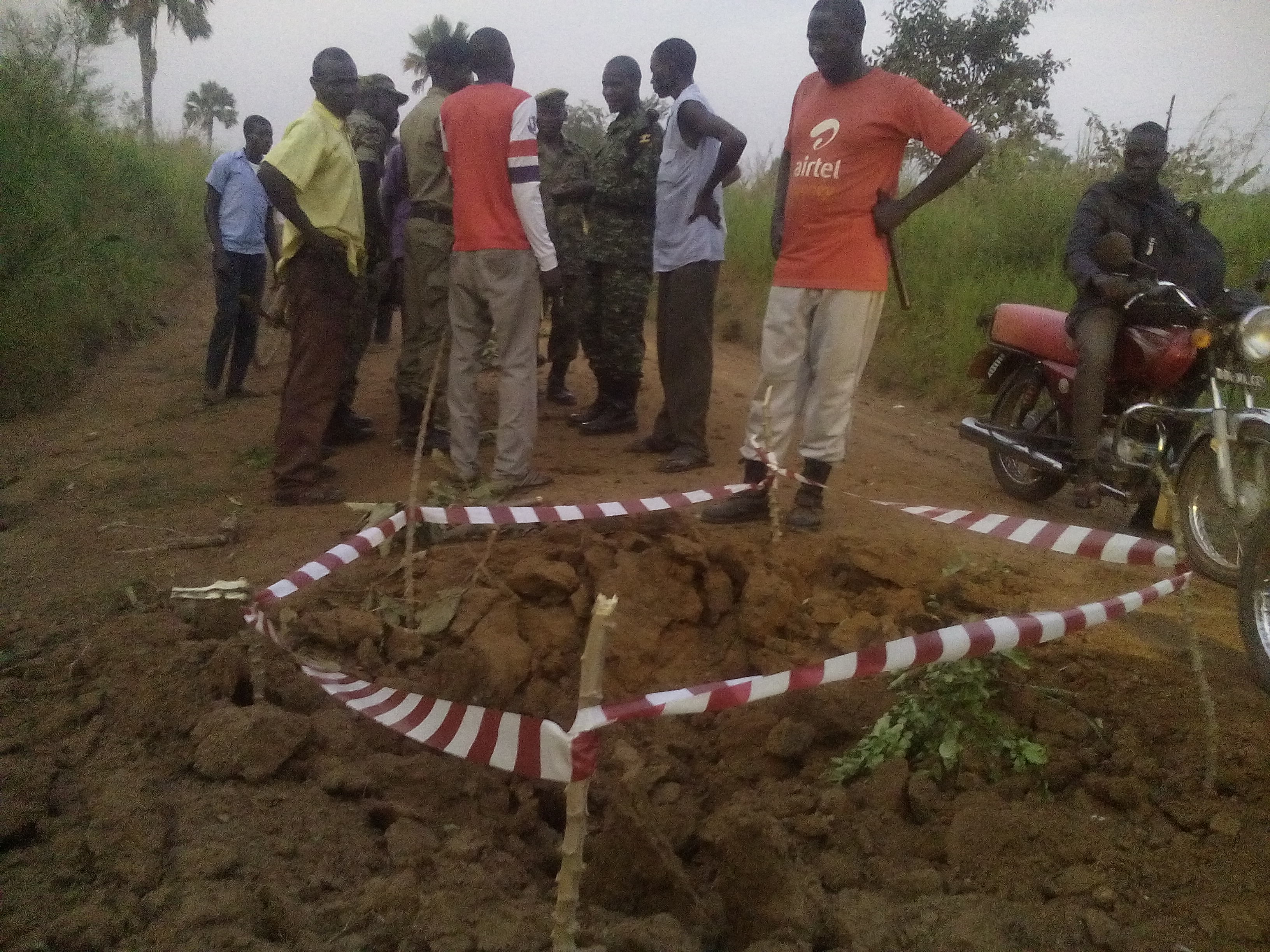 UPDF marks the area found with the unexploded ordinace on thursday