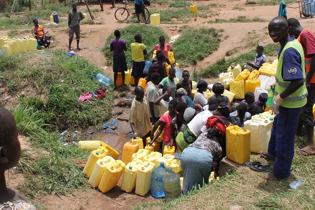 Some of the local all the way from Gulu main hopital have in order to get water at Kakanyero temporary market site.PHOTO BY TERENCE ALUR