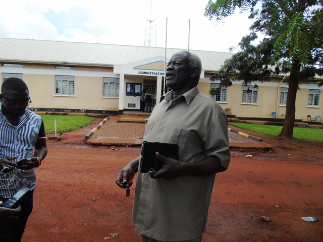 Proffessor Jack Penmogi the VC of Gulu University talking to the press after the meeting