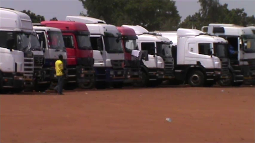 The parked trucks which were supposed to deliver merchandises to Juba