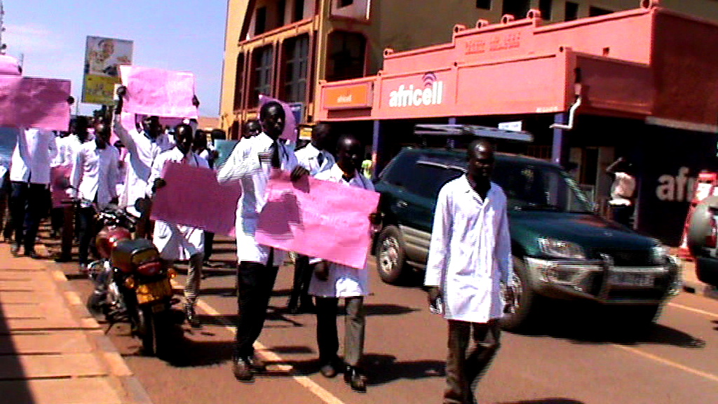 Gulu University Doctors maching  in Gulu Town